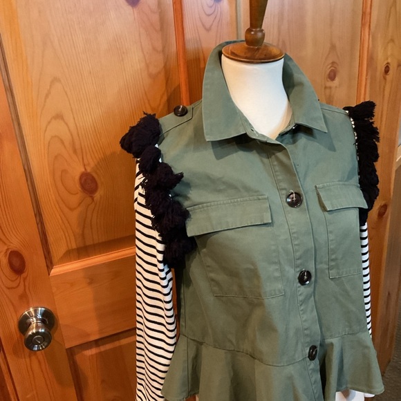 🦃 2/$20 NWOT Anthropologie English Factory Multi-Media Peplumed Jacket Size XS - Picture 3 of 9